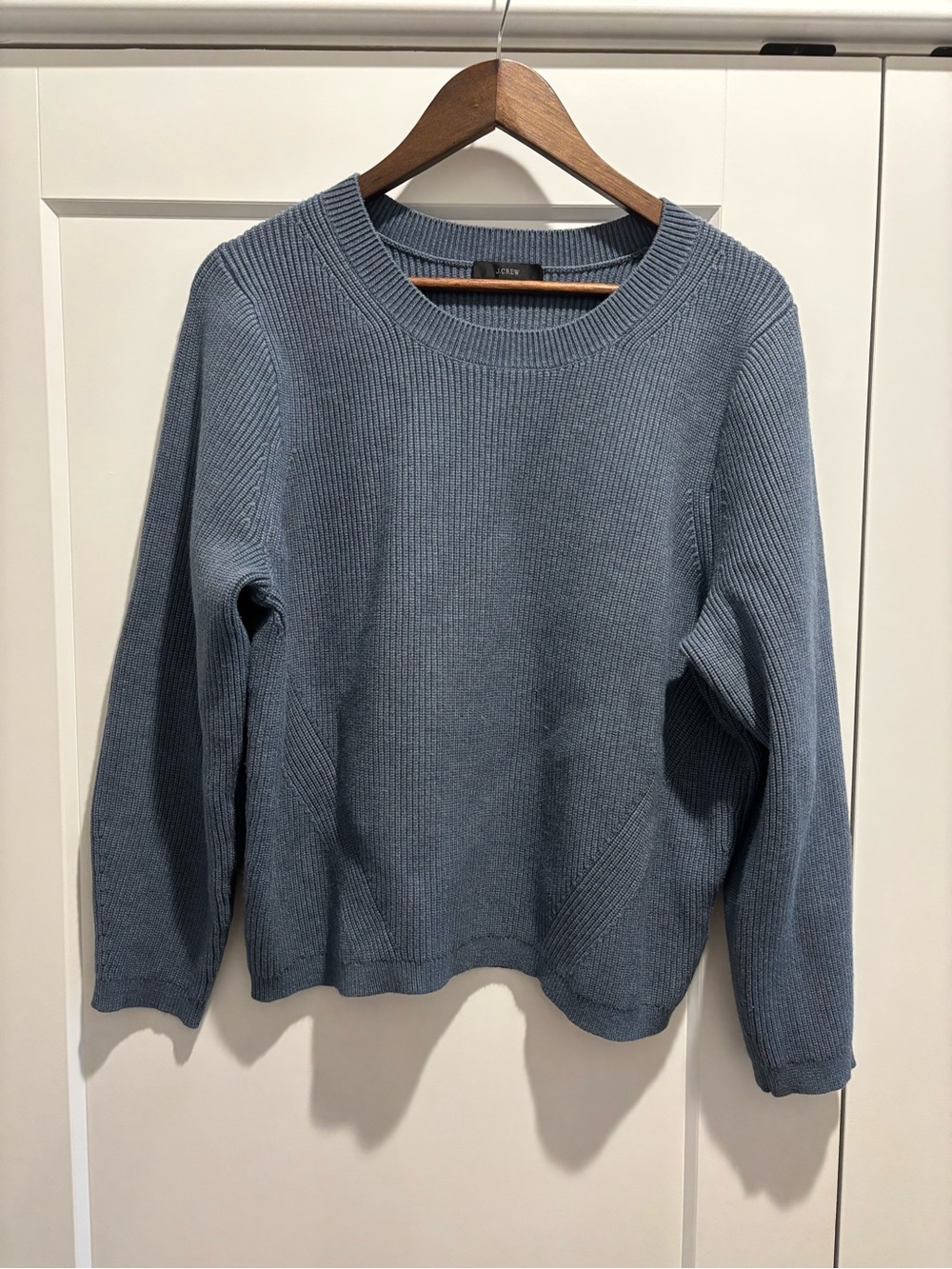 J. Crew Slate Blue Ribbed Crewneck Sweater
